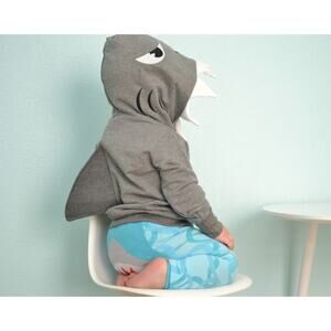 Doodle Pants Gray 3D Shark Fin Toddler Pullover Hoodie